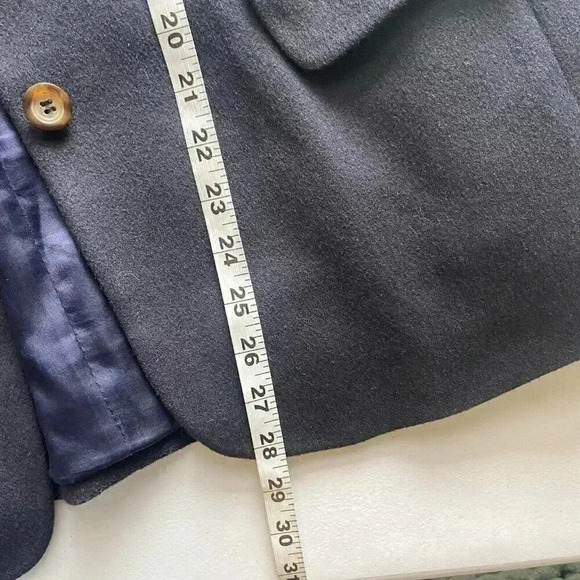 LL Bean Wool Cashmere Tweed Blazer 14R Navy Jacket Capsule Minimalist Preppy Vtg - Picture 7 of 7